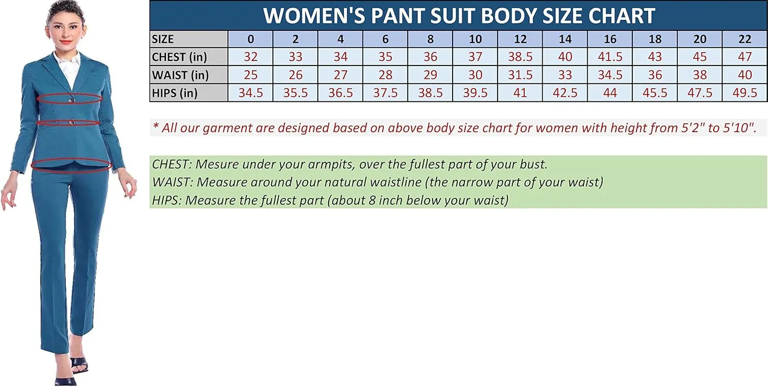 Marycrafts Women's 2 Buttons Business Blazer Pant Suit Set for Work