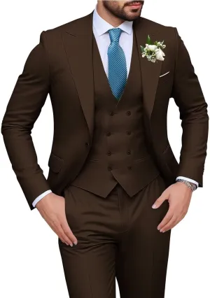 Men's Slim Fit 3-Piece Black Suit Set - Perfect for Wedding, Prom, Business & Formal Occasions