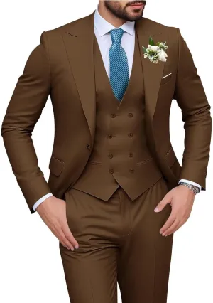 Men's Slim Fit 3-Piece Black Suit Set - Perfect for Wedding, Prom, Business & Formal Occasions