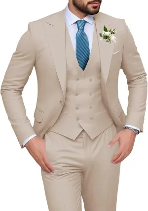 Men's Slim Fit 3-Piece Black Suit Set - Perfect for Wedding, Prom, Business & Formal Occasions
