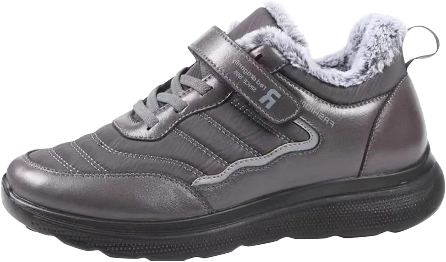 Mens Work Boots Composite Hiking Sneakers Shoes Warm Fur Lined Women Safety Shoes Nonslip Slip On Platform Shoes Lightweight Comfortable Hike Grounded Footwear