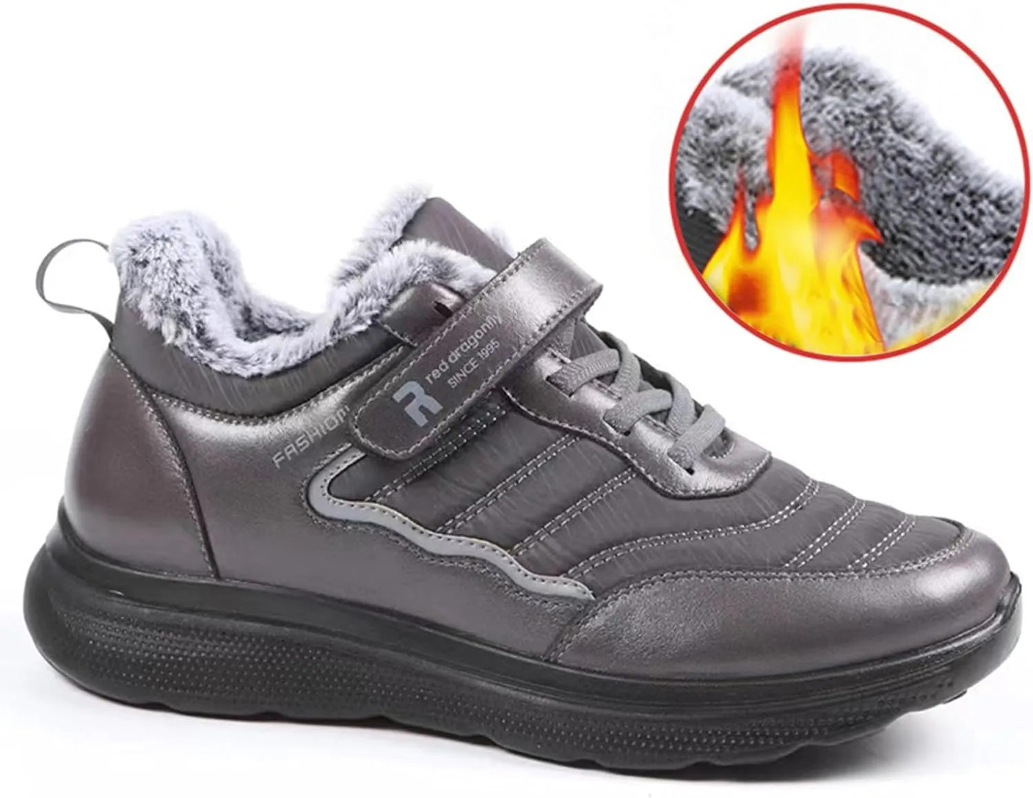 Mens Work Boots Composite Hiking Sneakers Shoes Warm Fur Lined Women Safety Shoes Nonslip Slip On Platform Shoes Lightweight Comfortable Hike Grounded Footwear