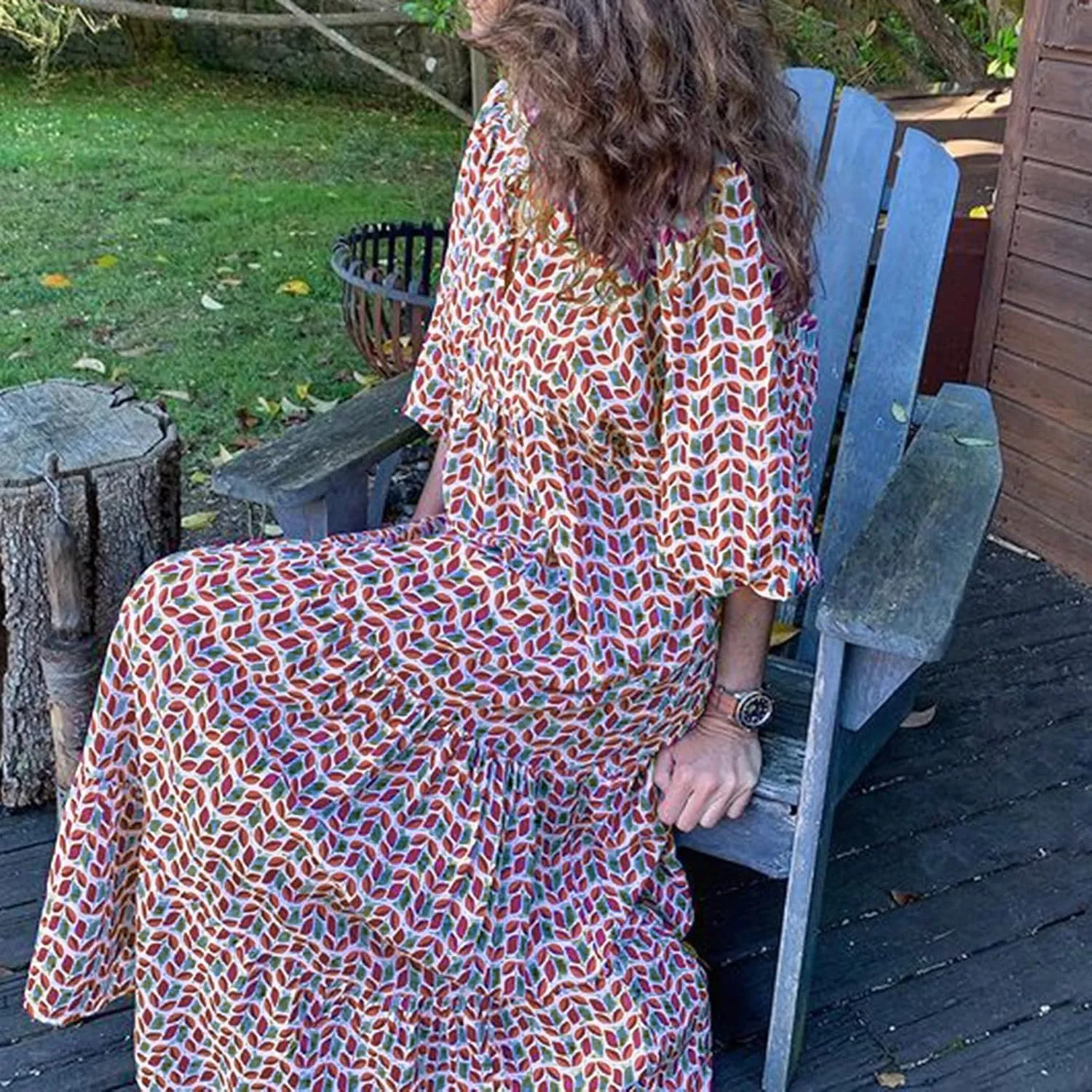 PETYCZEN Boho Dress for Women 2023 Summer Short Sleeve V Neck Floral Maxi Dress Flowy A Line Pleated Long Vacation Sundresses