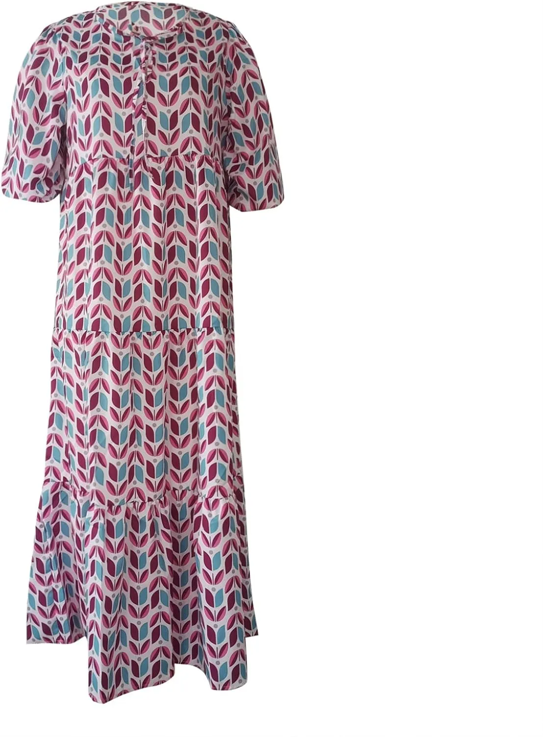 PETYCZEN Boho Dress for Women 2023 Summer Short Sleeve V Neck Floral Maxi Dress Flowy A Line Pleated Long Vacation Sundresses