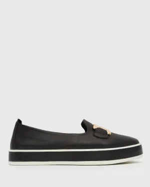 PRE-ORDER NED Gold Trim Leather Loafers