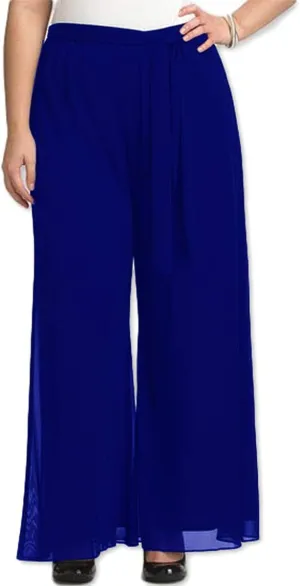 RED DOT BOUTIQUE 906 - Long Plus Size Elastic Waistband Wide Legged Palazzo Pants