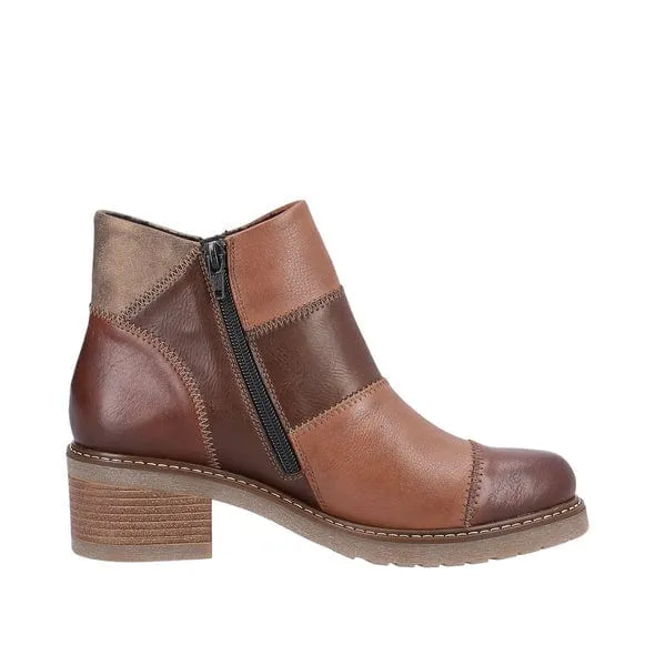 Remonte Women's Dual Zip Low Boots- Brown