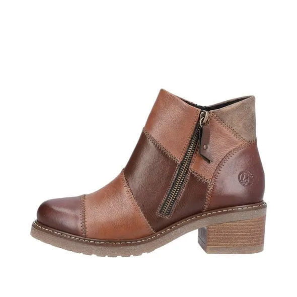 Remonte Women's Dual Zip Low Boots- Brown