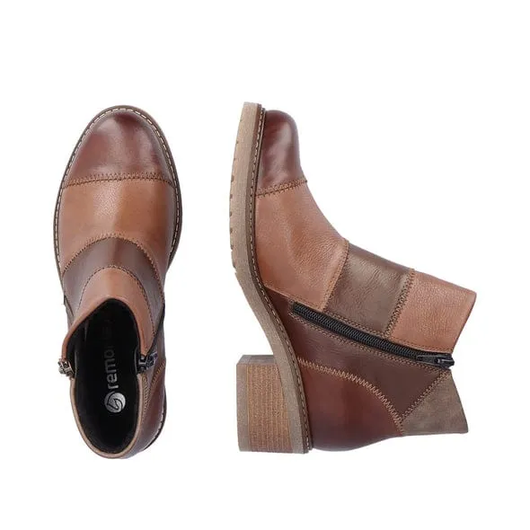 Remonte Women's Dual Zip Low Boots- Brown