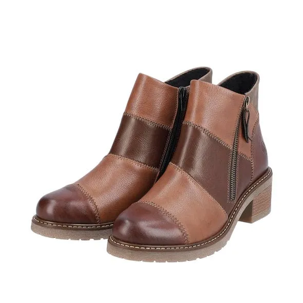 Remonte Women's Dual Zip Low Boots- Brown