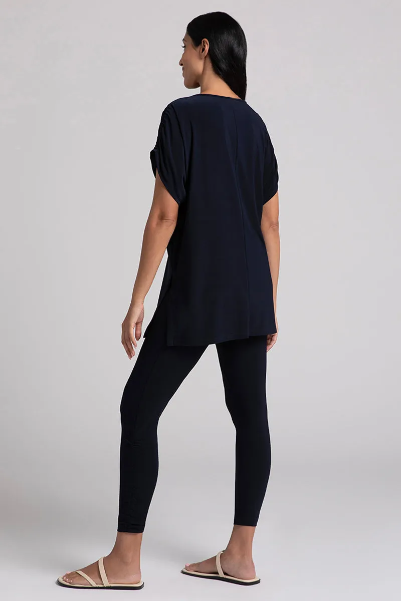 Revelry Tunic with Ruched Shoulder | Navy
