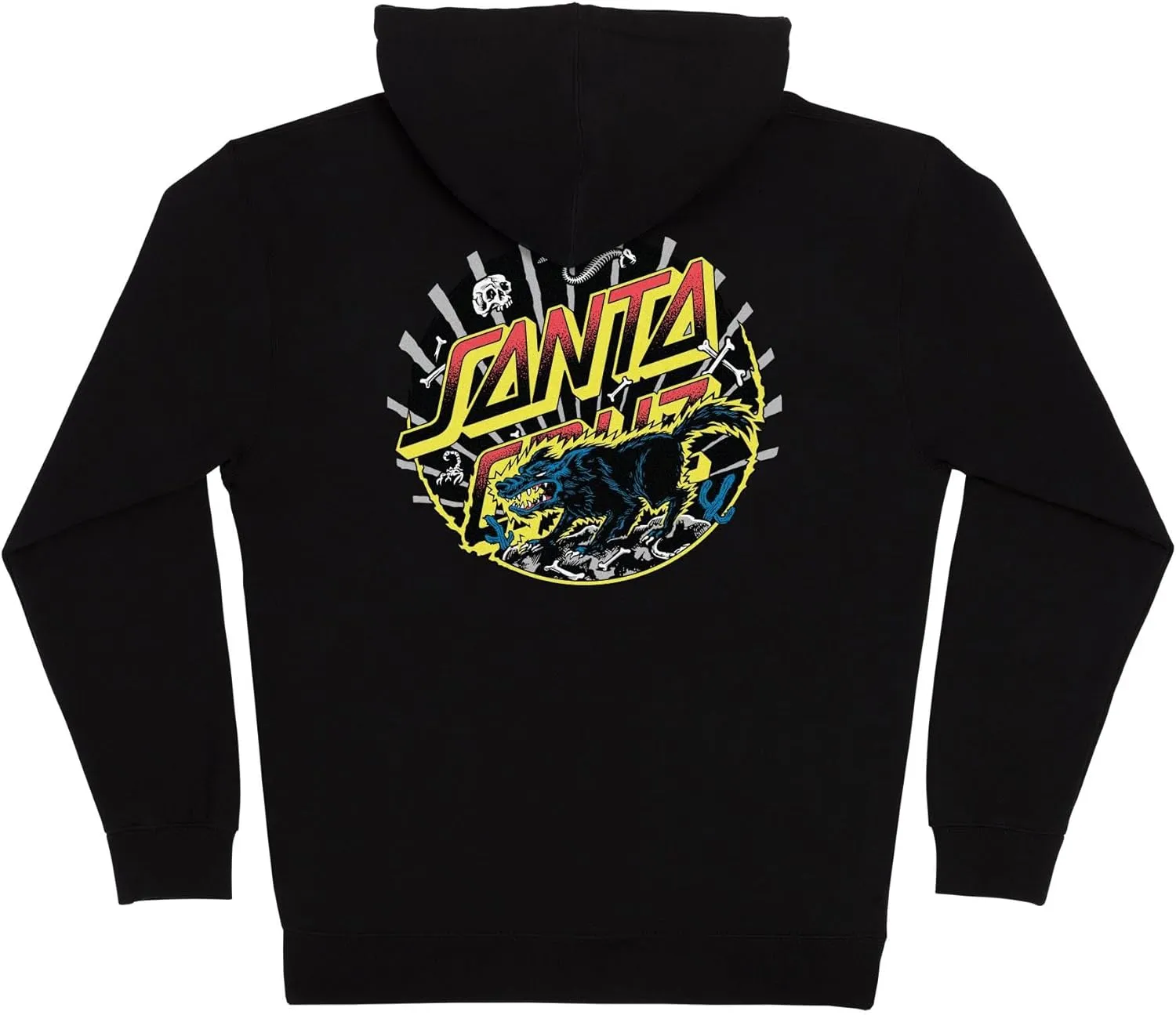 SANTA CRUZ Heavyweight Zip Up Hooded Sweatshirt Kendall Wolf Dot Skate Hoodie