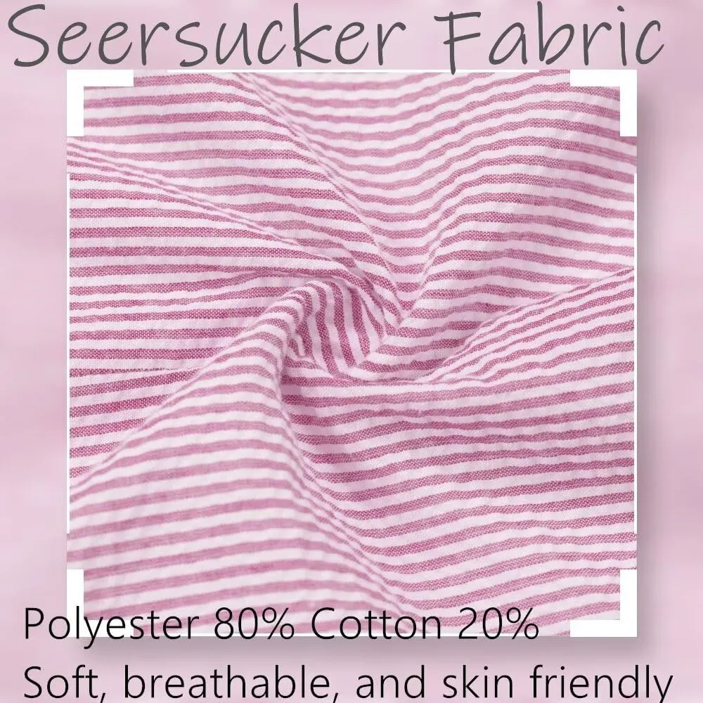 Seersucker Suit Mens Regular Fit Jacket Shorts Casual 2 Piece Pinstripe Suit Holiday Outfits for Summer Wedding
