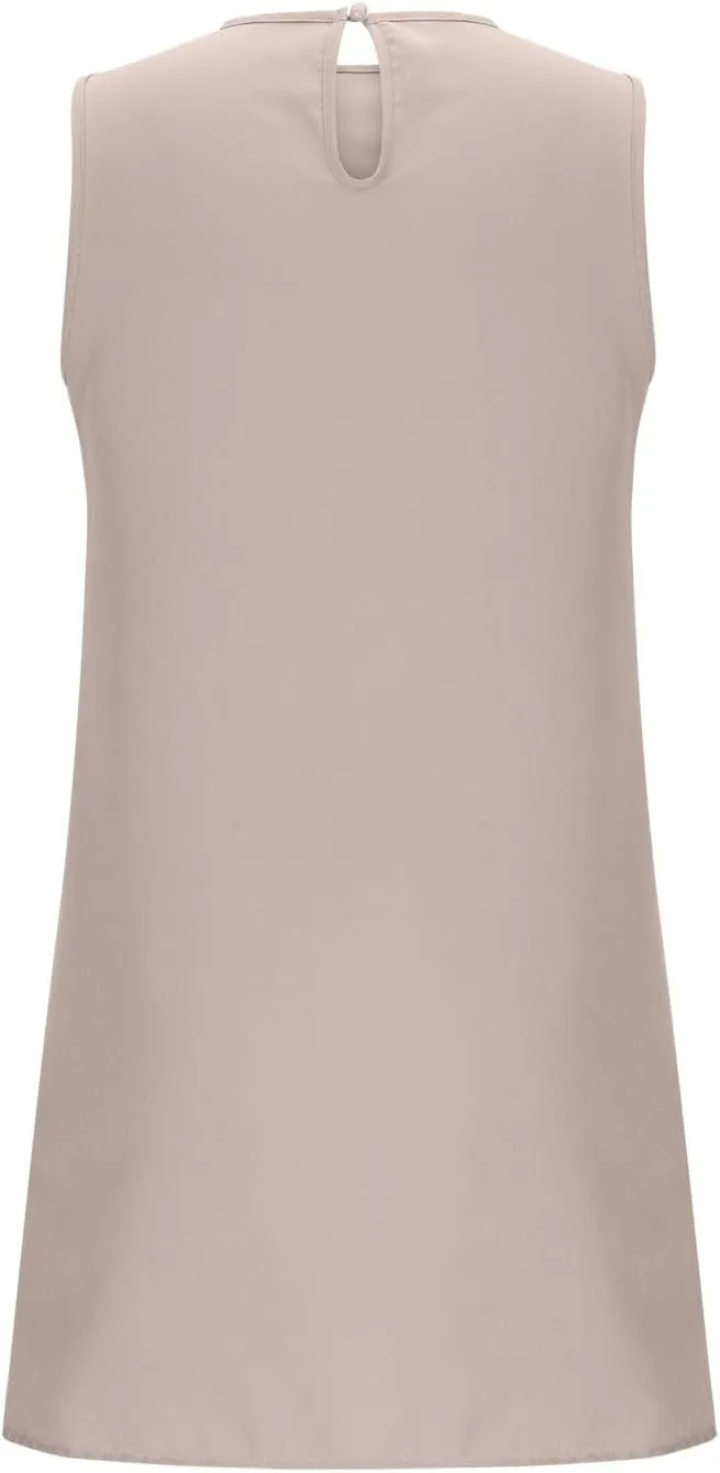 Sun Dresses for Women 2025 Vacation Summer Ruffle Crewneck Sleeveless Tank Mini Dress Shift Date Outfits