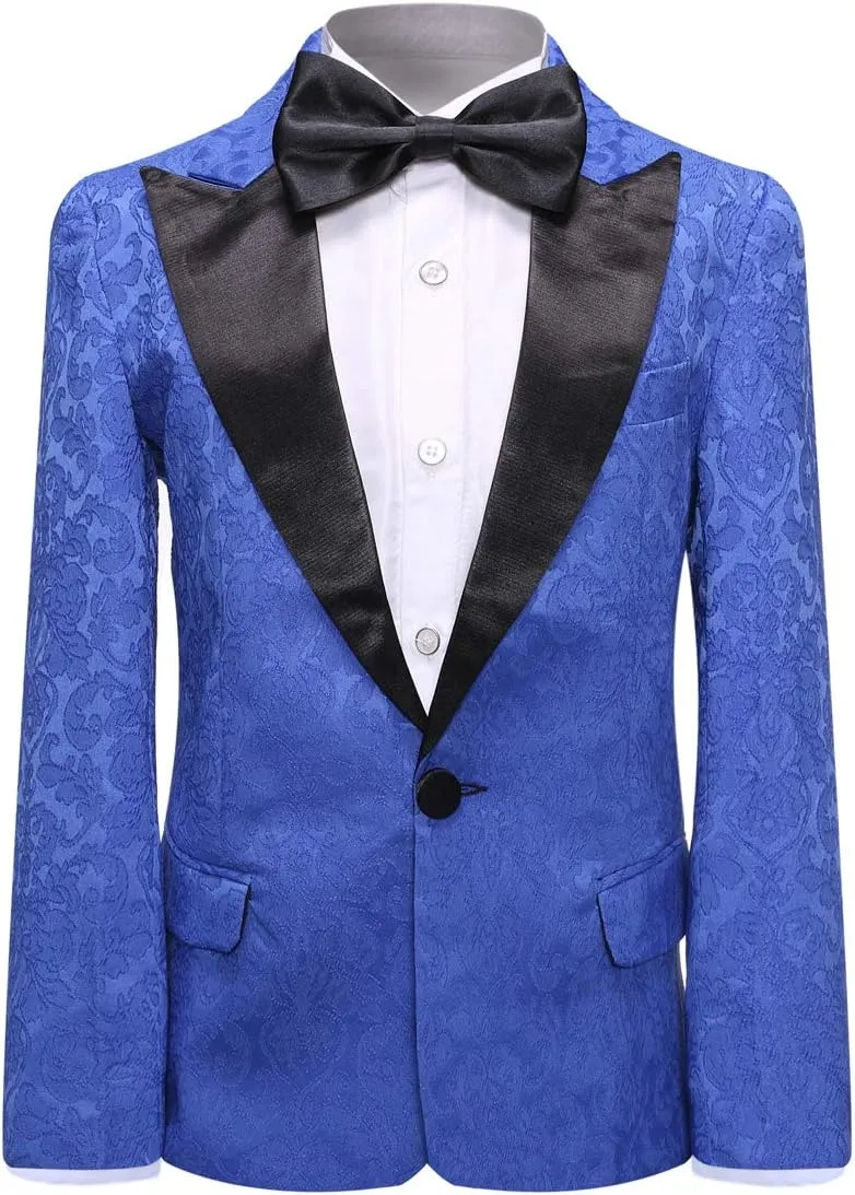 SWOTGdoby Boys Tuxedo Suit Shiny Formal Dress 2 Pieces Suit Set Paisley Blazer Pants Sequin Shawl Collar