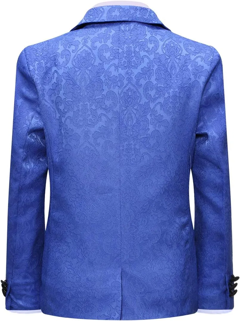 SWOTGdoby Boys Tuxedo Suit Shiny Formal Dress 2 Pieces Suit Set Paisley Blazer Pants Sequin Shawl Collar