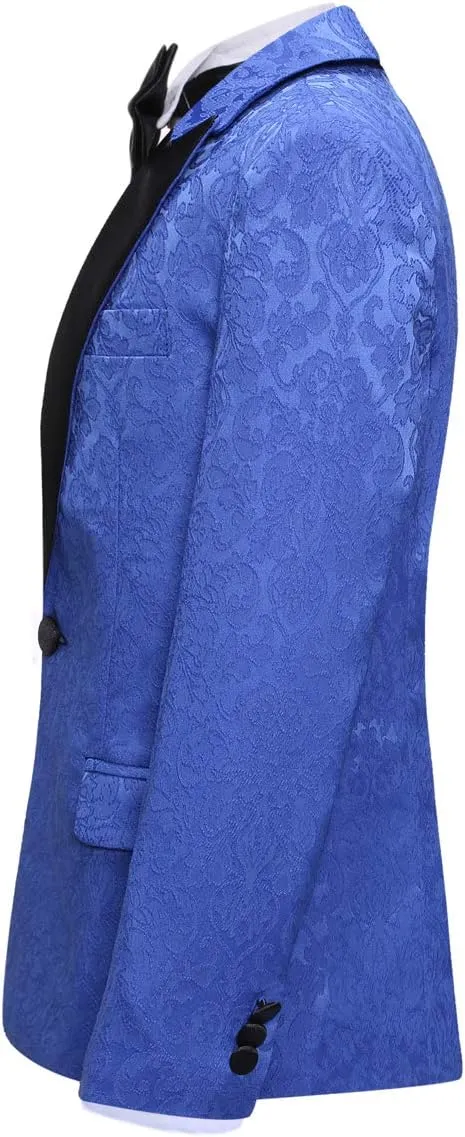 SWOTGdoby Boys Tuxedo Suit Shiny Formal Dress 2 Pieces Suit Set Paisley Blazer Pants Sequin Shawl Collar