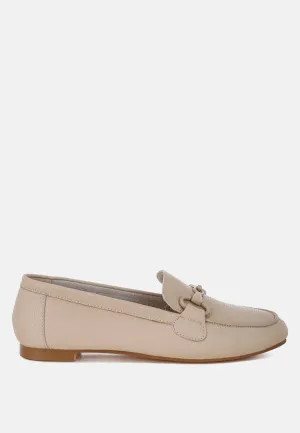 Taranis Monochromatic Horsebit Real Leather Loafers