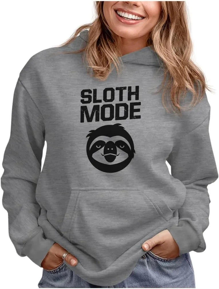 Tstars Sloth Mode Hoodie Sloths Gifts for Women Teen Girls Novelty Funny Sweatshirt Hoodies