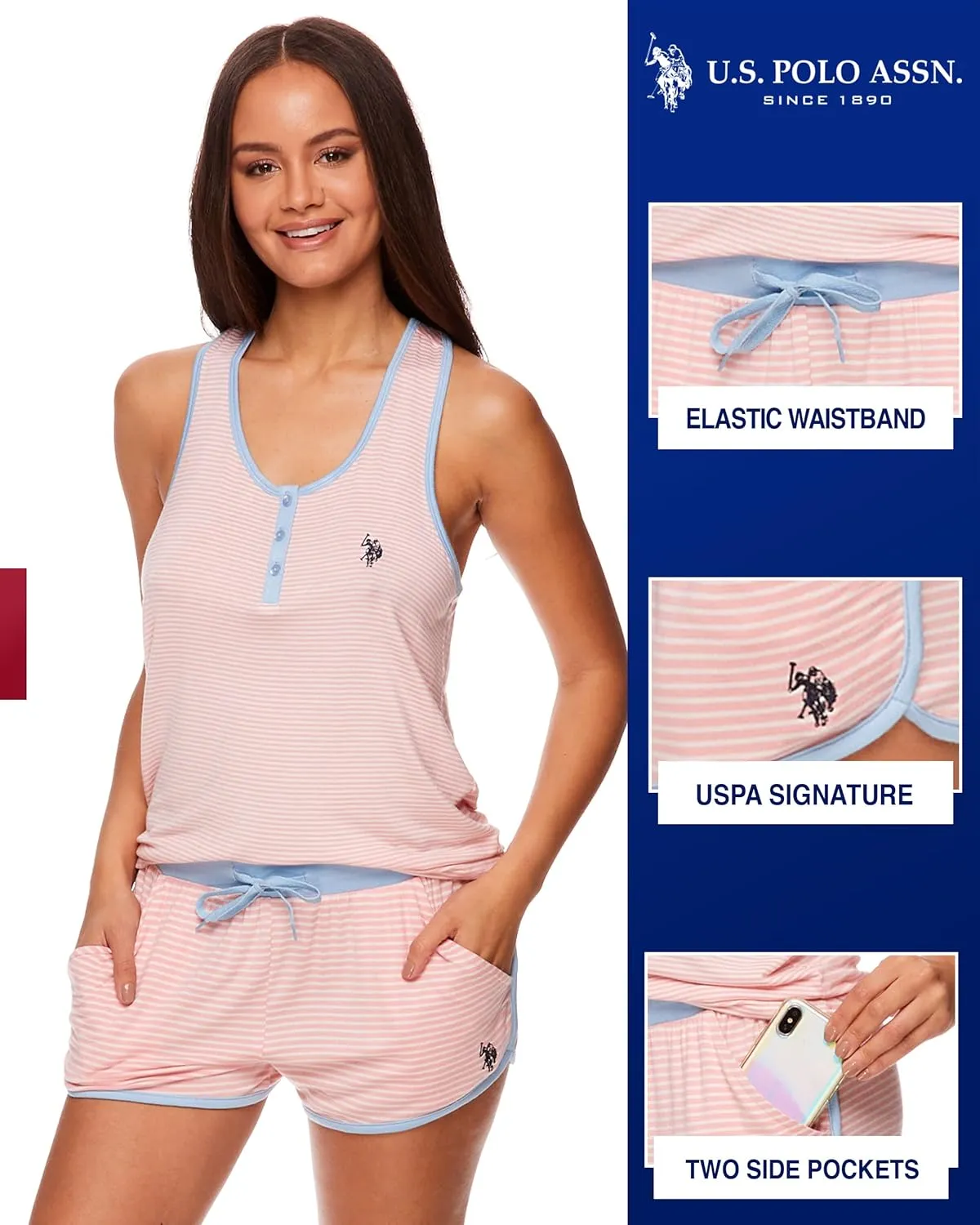 USPA STRIPE SLEEPWEAR SHORT SET