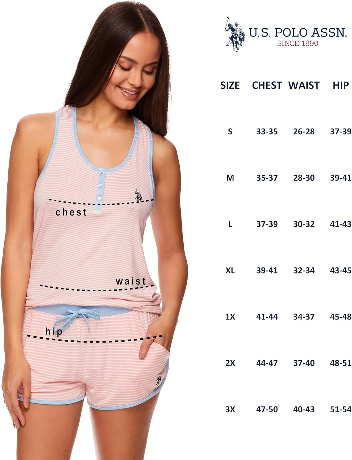 USPA STRIPE SLEEPWEAR SHORT SET