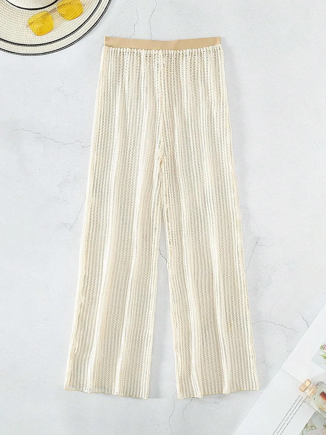 Verdusa Women's Swimsuit Crochet Knitted Sheer Cover Up Beach Pants