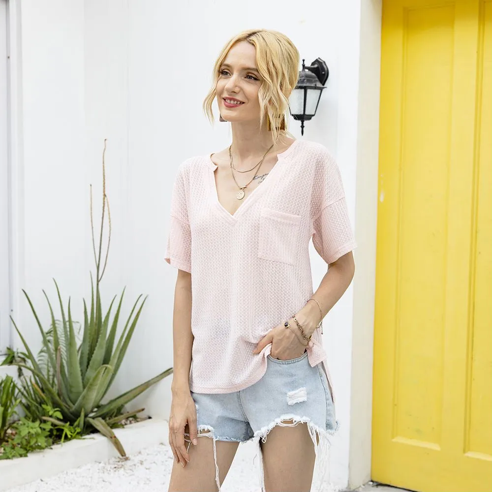 Waffle Knit Drop Shoulder Shirt