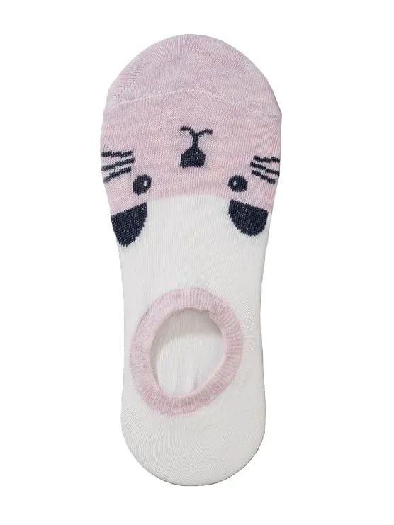 Whimsical Paws Low Cut Invisible Socks for Girls - Trio Pack in Pink, Beige, and Grey
