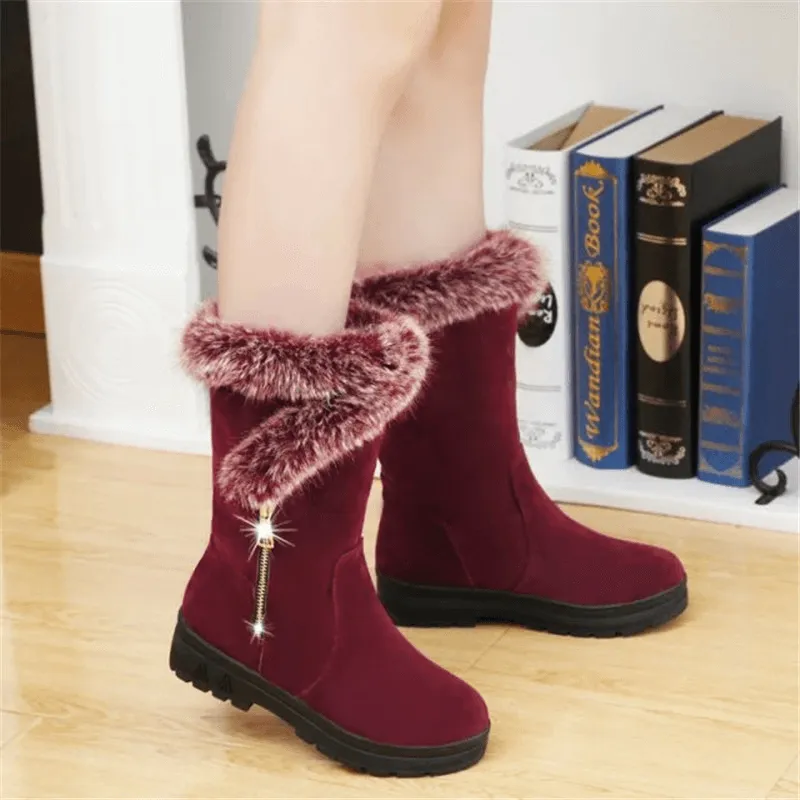 Winter Women Snow Boots Warm Mid-Calf Boots