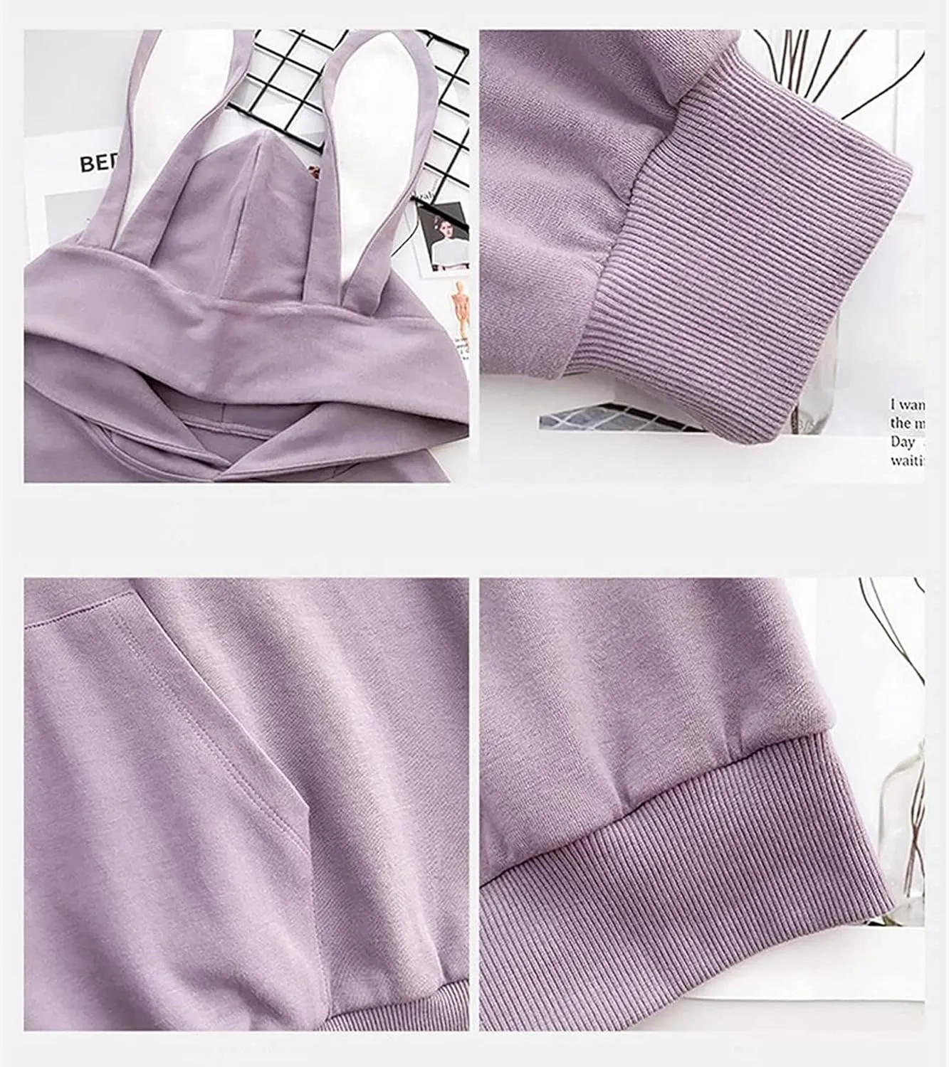 Women Kawaii Bunny Ear Hoodie Rabbit Aesthetic Cute Oversized Japanese Hooded Sweatshirt Long Sleeve Top Fall Winter