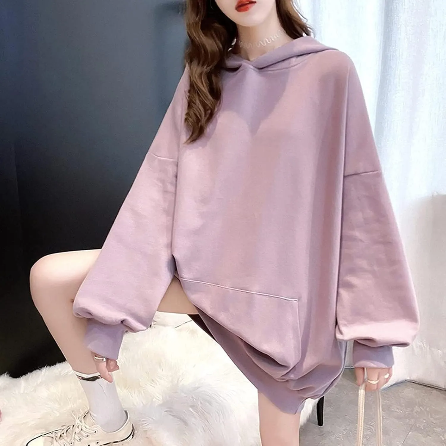 Women Kawaii Bunny Ear Hoodie Rabbit Aesthetic Cute Oversized Japanese Hooded Sweatshirt Long Sleeve Top Fall Winter