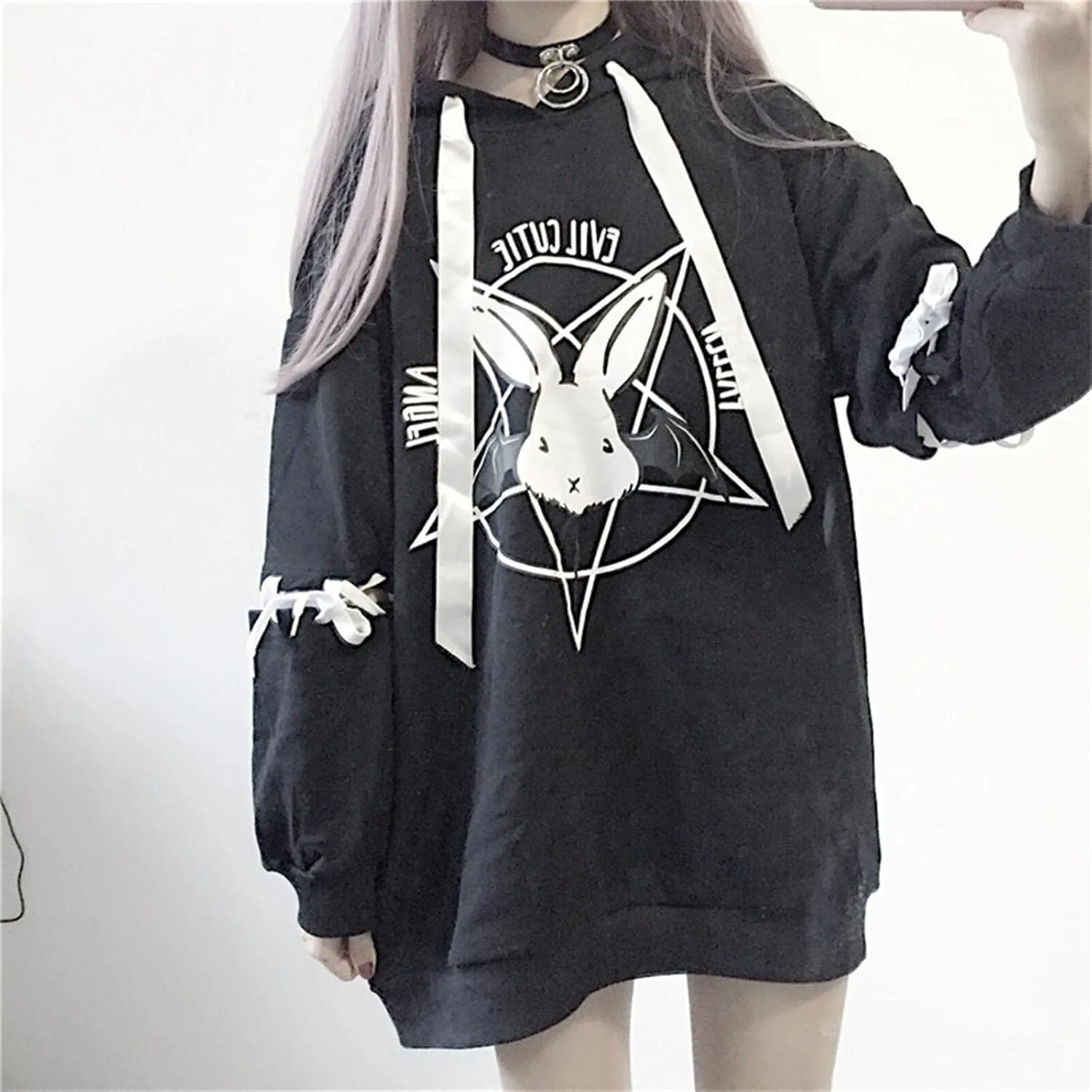 Women Men Y2K Anime Hoodie Kawaii Gothic Harajuku Alt Aesthetic Grunge Punk Cute Japanese Dark Academia Top Pullover