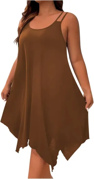 Women Summer Midi Dress 2025 Hawaiian Bohemian Beach Cover Up Dress Floral Spaghetti Strap Casual Dress Plus Size Flowy Dress