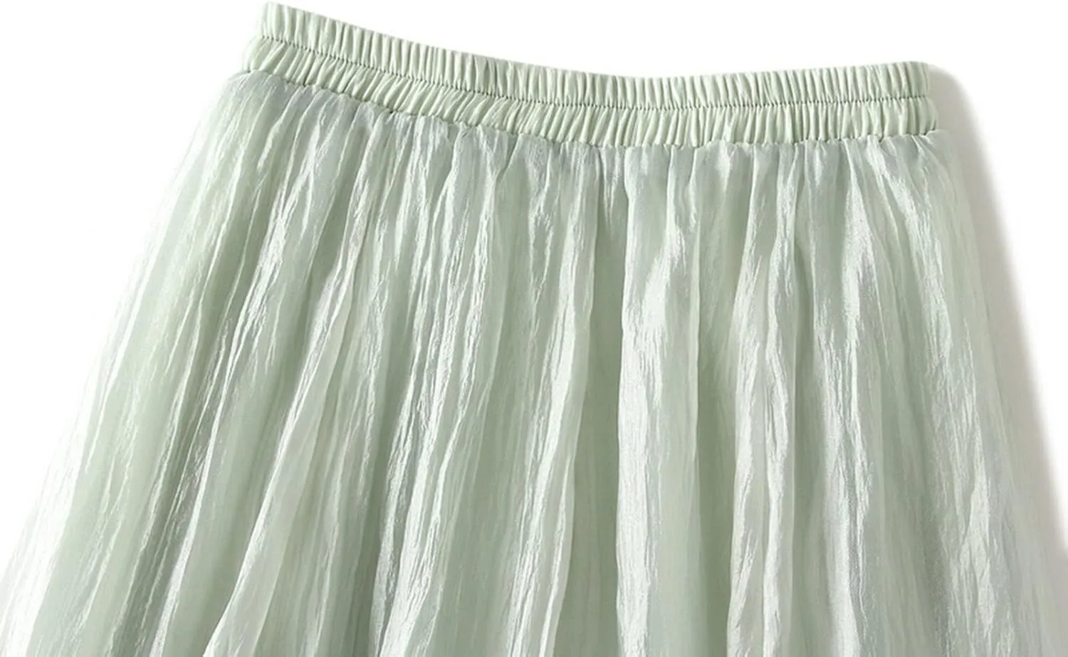 Women Tulle Skirt Elastic High Waist Irregular Hem Pleated Mesh Girl's A Line Midi Layered Skirt