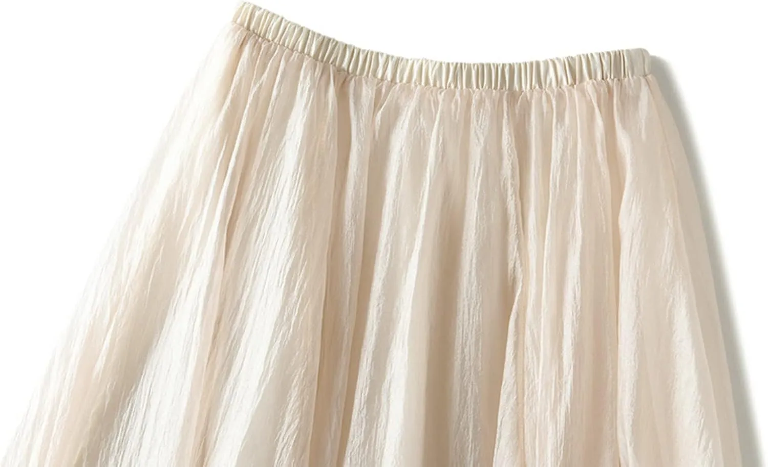 Women Tulle Skirt Elastic High Waist Irregular Hem Pleated Mesh Girl's A Line Midi Layered Skirt