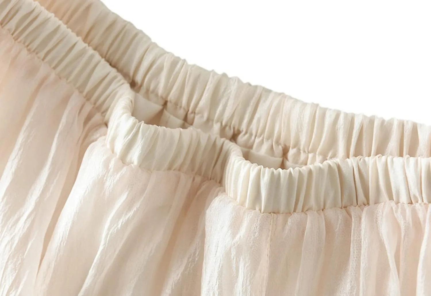 Women Tulle Skirt Elastic High Waist Irregular Hem Pleated Mesh Girl's A Line Midi Layered Skirt