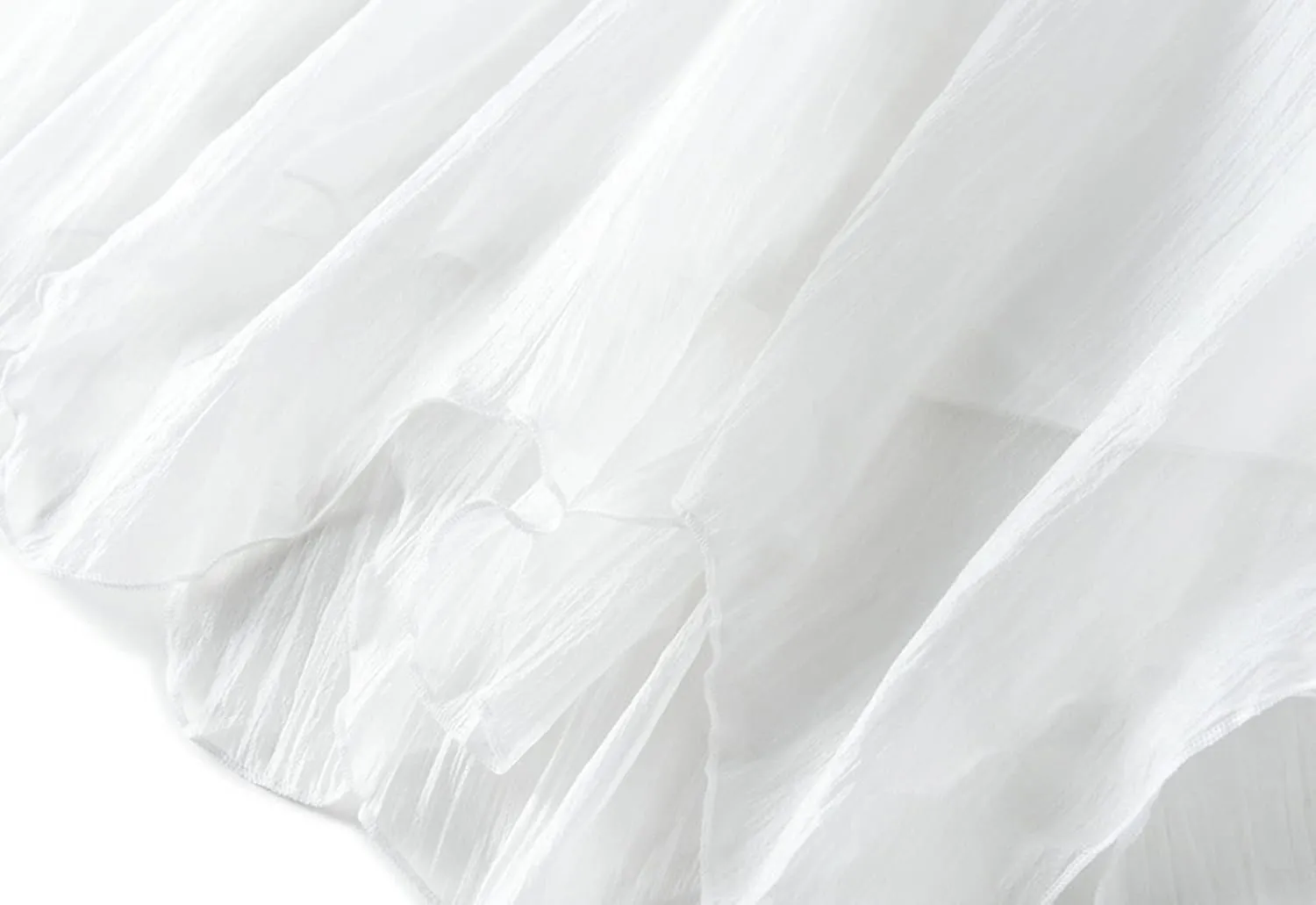 Women Tulle Skirt Elastic High Waist Irregular Hem Pleated Mesh Girl's A Line Midi Layered Skirt