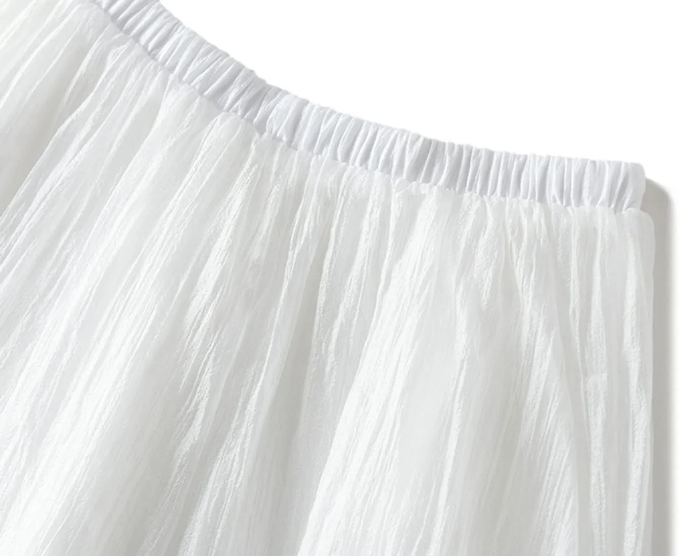 Women Tulle Skirt Elastic High Waist Irregular Hem Pleated Mesh Girl's A Line Midi Layered Skirt