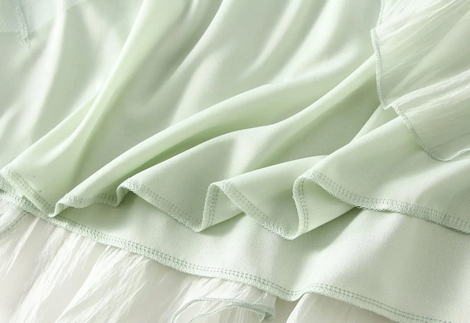 Women Tulle Skirt Elastic High Waist Irregular Hem Pleated Mesh Girl's A Line Midi Layered Skirt