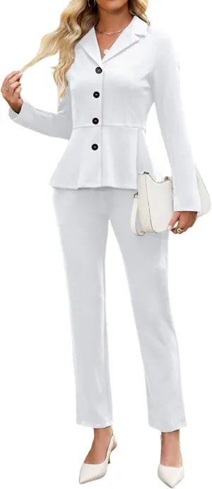Women's Business Pant Suits Dressy Casual Long Sleeve 2 Piece Blazer Set for Office Work Outfits 2025