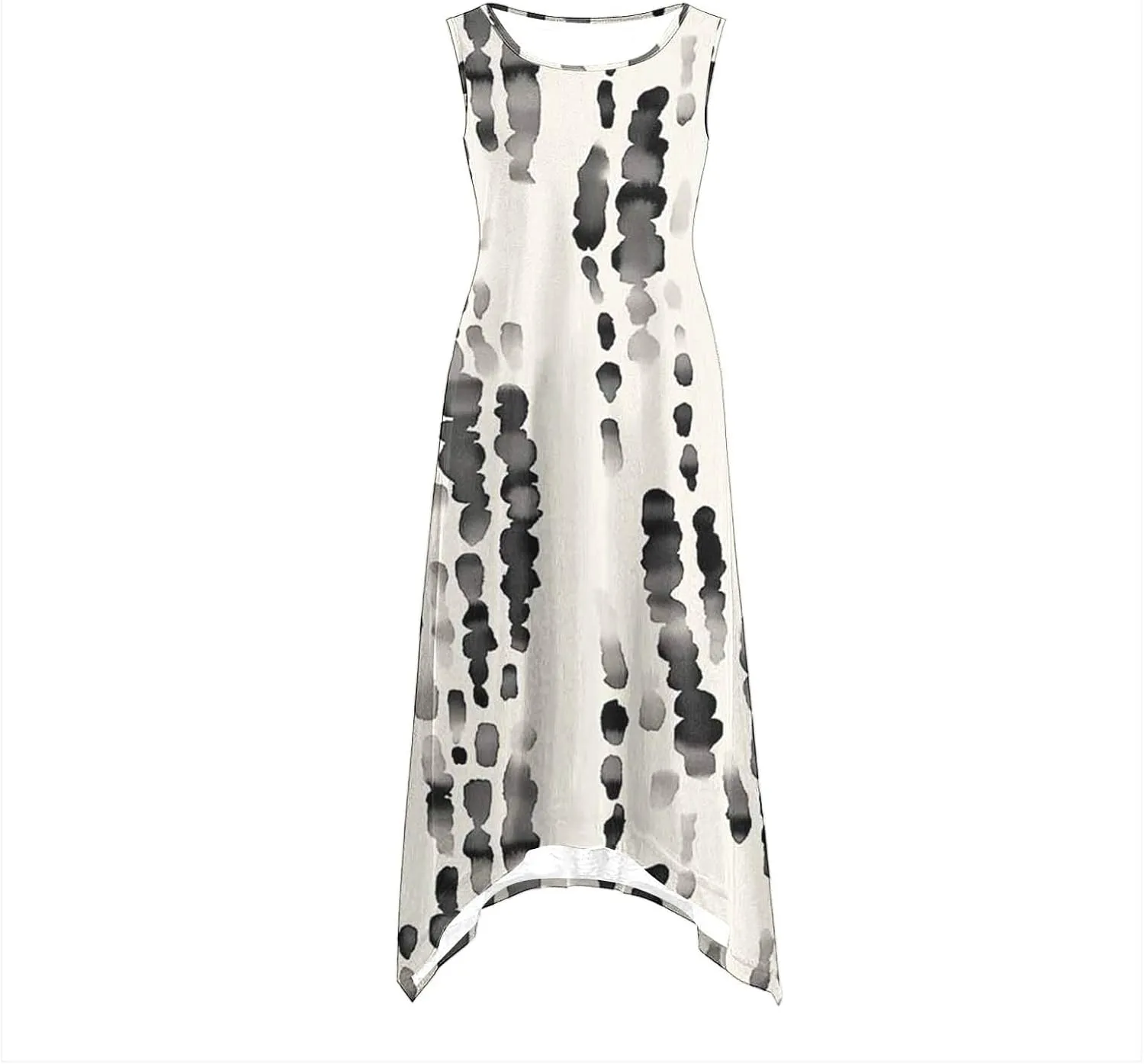 Womens Casual Dress Summer Floral Long Tank Dresses Hankerchief Flare Loose Flowy Midi Beach Sundress with Pockets