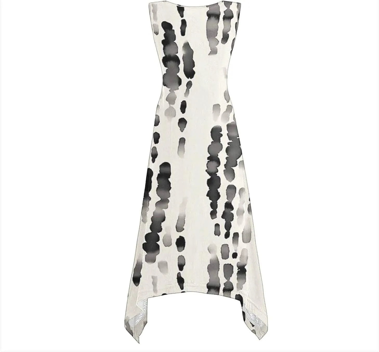 Womens Casual Dress Summer Floral Long Tank Dresses Hankerchief Flare Loose Flowy Midi Beach Sundress with Pockets