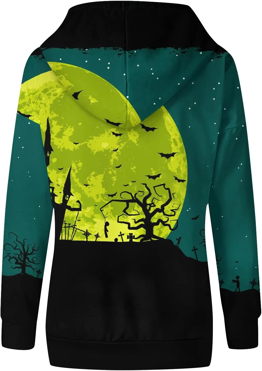 Women's Halloween Witch Shadow Print Casual Shirt Oversized Halloween Graphic Hoodie Fall Fashion Long Sleeve Pullover