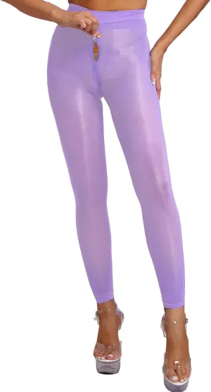 Women's High Waist Pantyhose Hosiery Seamless Silk Tights With Zipper Crotch