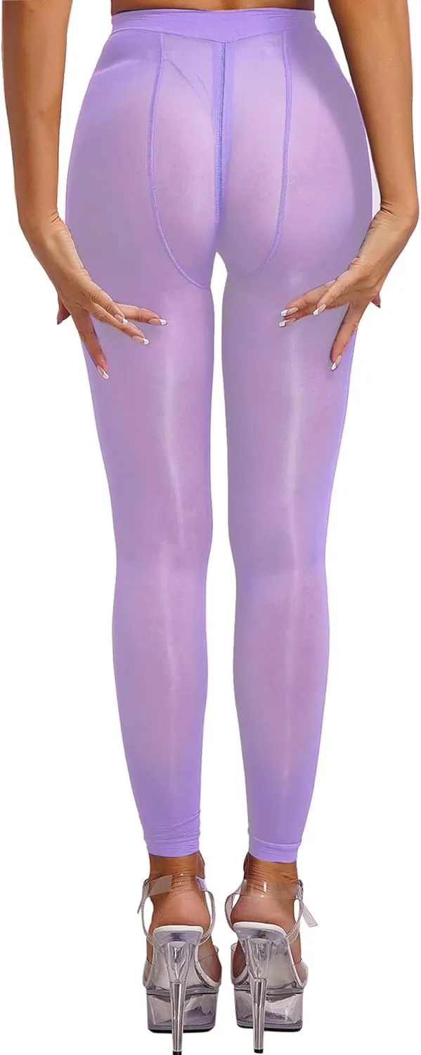 Women's High Waist Pantyhose Hosiery Seamless Silk Tights With Zipper Crotch