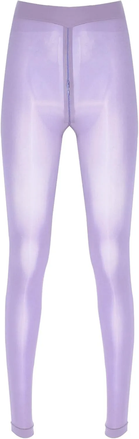 Women's High Waist Pantyhose Hosiery Seamless Silk Tights With Zipper Crotch