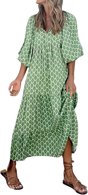 Women's Spring Dresses 2025 Long Sleeve Flowy Casual Floral Maxi Dress Front Tie Cutout Tiered Long Dress Beach Dresses