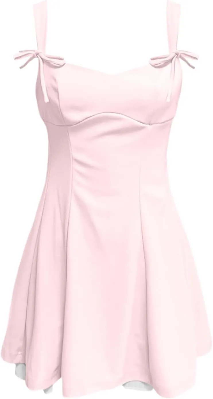Women's Summer Corset Mini Dress Sleeveless Ruffle Backless Flowy Beach Dresses Spaghetti Straps Solid Casual Dress