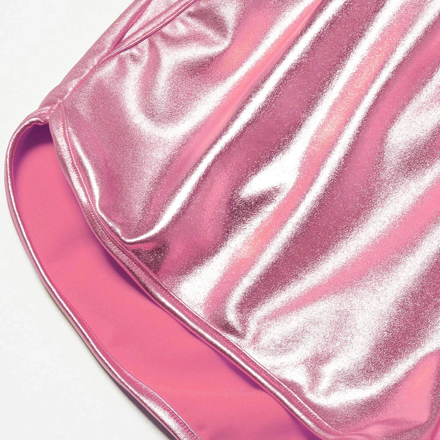 Women's Yoga Hot Shorts Elastic Waist Shiny Metallic Short Pants