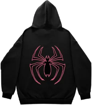 Y2K Hoodie Spider Full Zip Hoodie Print Gothic Emo Grunge Hoodie - Unisex Harajuku Sweatshirt with Spider Zipper